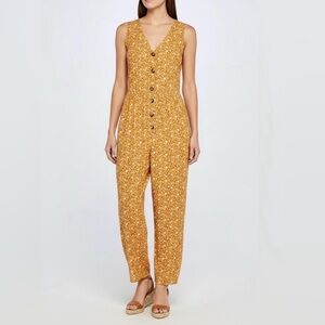 Madewell Button Front Tank Wide Leg Jumpsuit Floral Print 2